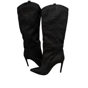 Jeffrey Campbell NWOT Knee High Stiletto Boots Sz 8.5 Suede Wide Calf High Heel